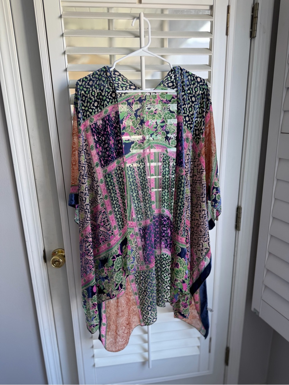 Boho Patchwork Velvet Kimono Cardigan One Size Festival Wrap